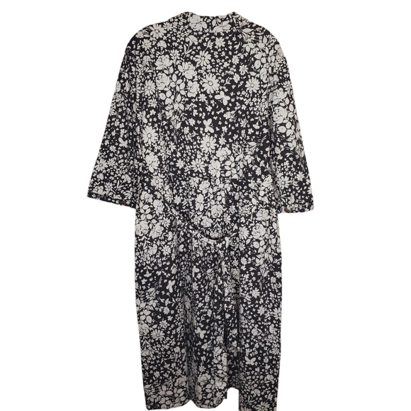 New Lanz of Salzburg Dress Womens 1X Black White Floral Butterflies Cottagecore - Picture 2 of 10